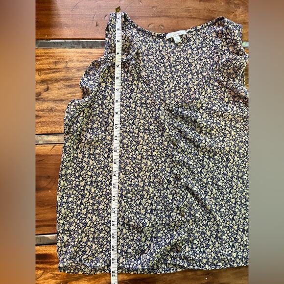 SOPRANO Cream and Blue Flutter Sheer Blouse with Ruffled Sleeves | Size Medium - Picture 6 of 8